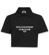 1 black Polo Crop Top white SITUATIONSHIP SURVIVOR #color_black