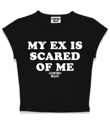 1 black Status Baby Tee white MY EX IS SCARED OF ME #color_black