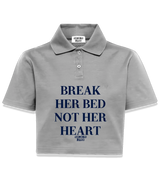 1 grey Polo Crop Top navyblue BREAK HER BED NOT HER HEART #color_grey