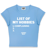 1 lightblue Status Baby Tee white LIST OF MY HOBBIES complaining #color_lightblue