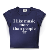 1 navy Status Baby Tee white I like music more than people #color_navy