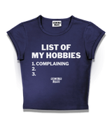 1 navy Status Baby Tee white LIST OF MY HOBBIES complaining #color_navy