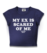 1 navy Status Baby Tee white MY EX IS SCARED OF ME #color_navy