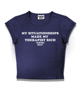 1 navy Status Baby Tee white MY SITUATIONSHIPS MADE MY THERAPIST RICH #color_navy