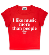 1 red Status Baby Tee white I like music more than people #color_red