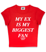 1 red Status Baby Tee white MY EX IS MY BIGGEST FAN #color_red