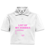1 white Polo Crop Top pink LIST OF MY HOBBIES sleeping #color_white