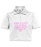 1 white Polo Crop Top pink SORRY IF I LEFT YOU ON READ I DIDN'T MEAN TO OPEN IT #color_white