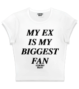 1 white Status Baby Tee black MY EX IS MY BIGGEST FAN #color_white