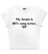 1 white Status Baby Tee black My brain is 80% song lyrics #color_white