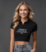 2 black Polo Crop Top white MOMMY'S LITTLE DISAPPOINTMENT #color_black
