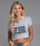 2 grey Polo Crop Top navyblue BLINK IF YOU WANT ME #color_grey