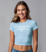 2 lightblue Status Baby Tee white MY SITUATIONSHIPS MADE MY THERAPIST RICH #color_lightblue