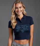 2 navy Polo Crop Top lightblue HEY PRETTY WANNA DATE ME? YES = SMILE NO = BACKFLIP #color_navy