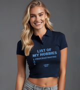 2 navy Polo Crop Top lightblue LIST OF MY HOBBIES procrastinating #color_navy