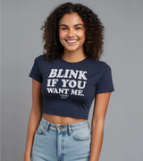 2 navy Status Baby Tee white BLINK IF YOU WANT ME #color_navy