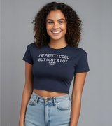 2 navy Status Baby Tee white I'M PRETTY COOL BUT I CRY A LOT #color_navy