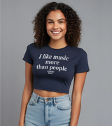 2 navy Status Baby Tee white I like music more than people #color_navy