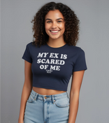 2 navy Status Baby Tee white MY EX IS SCARED OF ME #color_navy