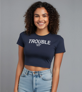 2 navy Status Baby Tee white TROUBLE #color_navy