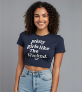 2 navy Status Baby Tee white pretty girls like The Weeknd #color_navy