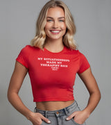2 red Status Baby Tee white MY SITUATIONSHIPS MADE MY THERAPIST RICH #color_red