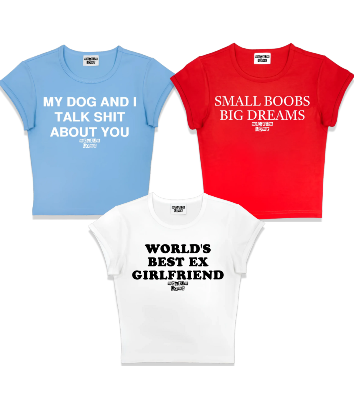 “MY DOG AND I TALK SHIT ABOUT YOU + SMALL BOOBS BIG DREAMS + WORLD’S BEST EX GIRLFRIEND” Matching Trio