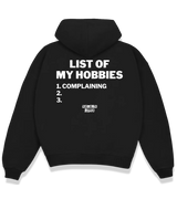1 black Boxy Hoodie white LIST OF MY HOBBIES complaining #color_black
