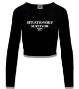 1 black Cropped Longsleeve white SITUATIONSHIP SURVIVOR #color_black