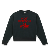 1 black Cropped Sweatshirt red HOT PERSON AT WORK #color_black