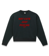 1 black Cropped Sweatshirt red NOT CUTE JUST PSYCHO #color_black