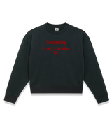 1 black Cropped Sweatshirt red Shopping is my cardio #color_black
