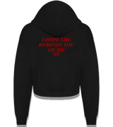 1 black Cropped Zip Hoodie red I HOPE SHE REMINDS YOU OF ME #color_black
