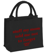 1 black Mini Jute Bag red stuff my mom told me not to forget #color_black