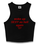 1 black Tank Crop Top red woke up SEXY as hell again #color_black