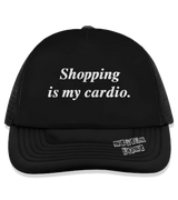 1 black Trucker Hat white Shopping is my cardio #color_black