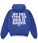 1 blue Boxy Hoodie white MY FAV TYPE OF MEN IS RAMEN #color_blue