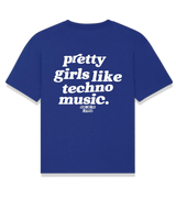 1 blue T-Shirt white pretty girls like techno music #color_blue