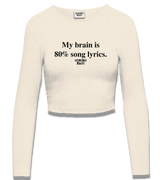 1 cream Cropped Longsleeve black My brain is 80% song lyrics #color_cream