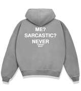 1 grey Boxy Hoodie white ME? SARCASTIC? NEVER #color_grey