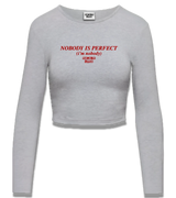 1 grey Cropped Longsleeve red NOBODY IS PERFECT (i'm nobody) #color_grey