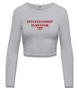 1 grey Cropped Longsleeve red SITUATIONSHIP SURVIVOR #color_grey