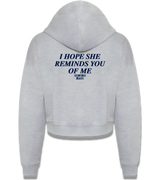 1 grey Cropped Zip Hoodie navyblue I HOPE SHE REMINDS YOU OF ME #color_grey
