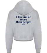 1 grey Cropped Zip Hoodie navyblue I like music more than people #color_grey