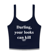1 navy Cami Crop Top white Darling your looks can kill #color_navy