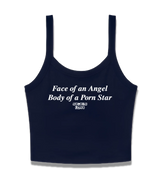 1 navy Cami Crop Top white Face of an Angel Body of a Porn Star #color_navy