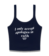 1 navy Cami Crop Top white I only accept apologies in cash #color_navy