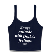 1 navy Cami Crop Top white Kanye attitude with Drake's feelings #color_navy