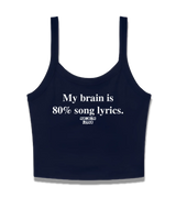 1 navy Cami Crop Top white My brain is 80% song lyrics #color_navy