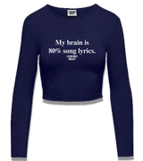 1 navy Cropped Longsleeve white My brain is 80% song lyrics #color_navy